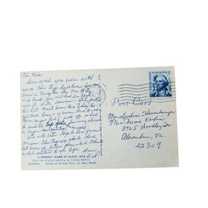VINTAGE 1960s Las Vegas Postcard – 5¢ Washington Stamp, Written & Mailed from Ne